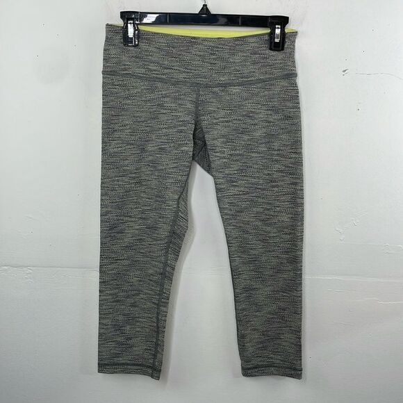 Lululemon Wunder Under Crop 6 Diamond Jacquard Space Dye Slate Clarity Yellow - Picture 1 of 13